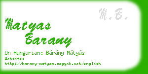 matyas barany business card